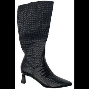 Naturalizer Women's Deesha Wide Calf Heeled Boot Black Leather - Medium